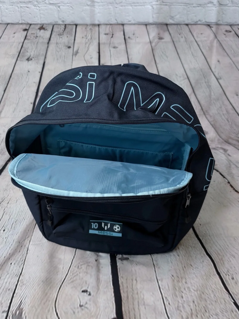 Messi Black/Blue Zip Backpack 15L Fits 15